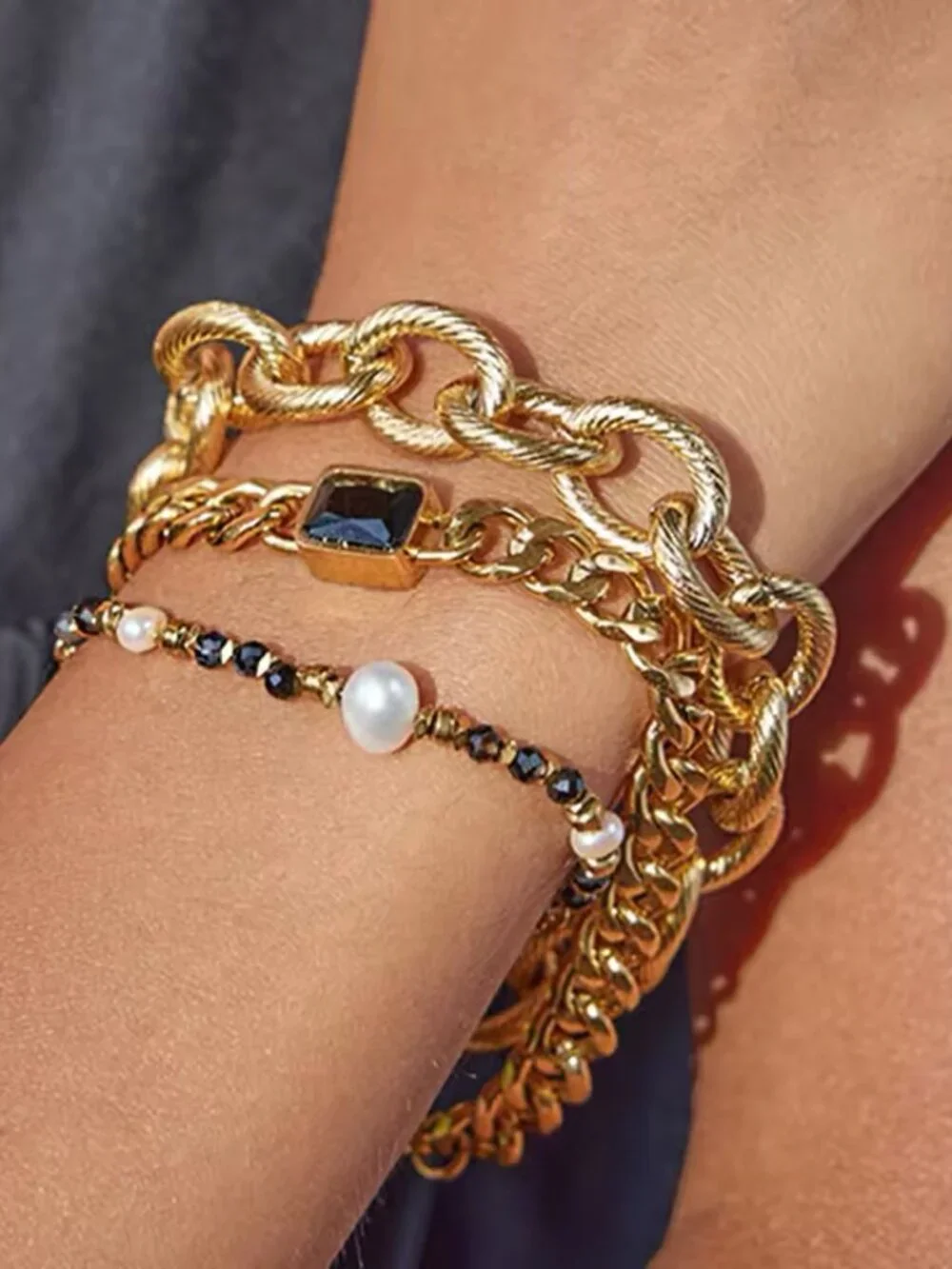 1pcs Zara Gumbo RolloLink Chain Bracelet Gold Tone Rope Shaped Nautical Textured